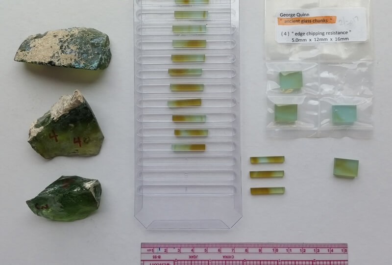 ancient glass chunks from Roman Empire era